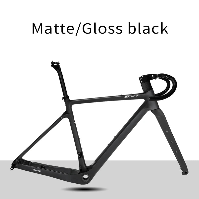 BXT Disc Brake Carbon Gravel Bike Frame 700C/27.5er Max Use 47C/2.1 Tire Carbon Gravel Bicycle Frame Thru Axle Carbon MTB Frame
