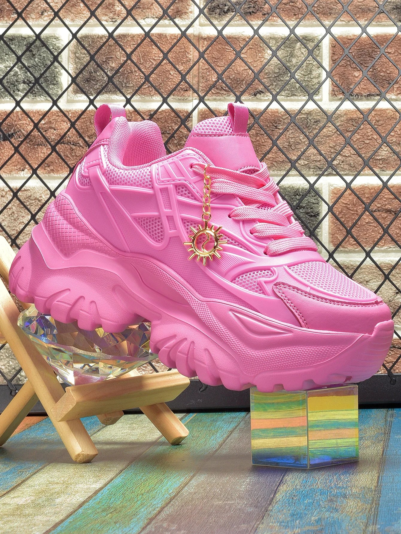 Women's fashion casual shoes Lightweight wear resistant non-slip platform sneakers high water platform pink heels for women