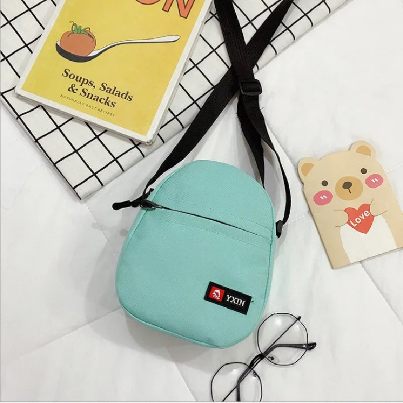 Geantă de talie pentru femei, tip crossbody, culoare solidă, fermoar, mini geantă de pânză, verticală pătrată, Messenger, pentru femei