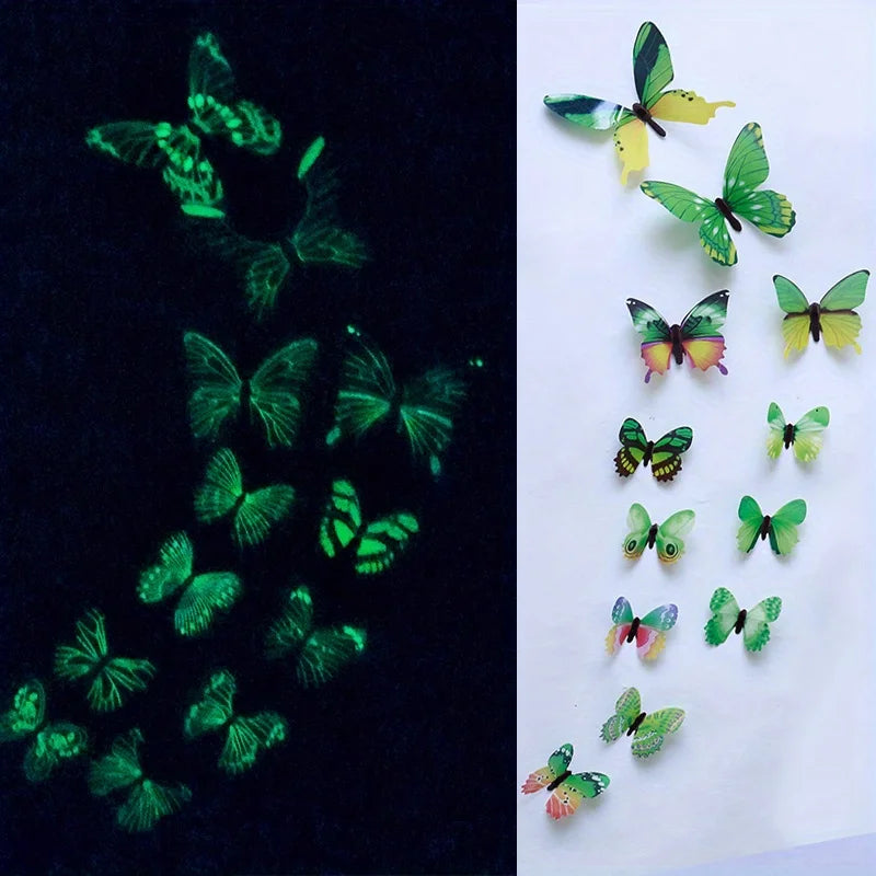 Wandsticker 2025: 12Pcs 3D-Luminous Butterfly - Creative Wall Art Collection