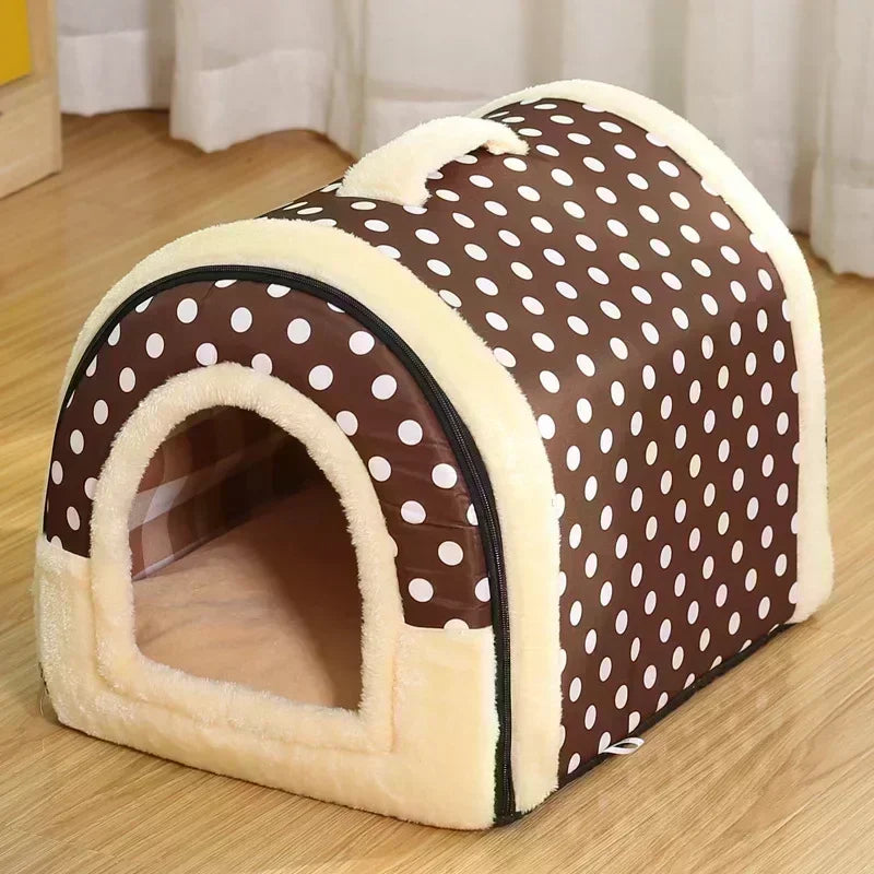 Winter Pet Cat Bed Foldable Dog House Dog Villa Sleep Kennel Removable Nest Warm Enclosed Cave Sofa Big Dog Kennel Pet Supplies