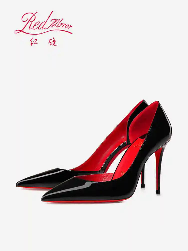 elegant woman heeled shoes 2024 trend luxury Brand Women High Heels Red Shiny Bottoms shallow Pumps Pointed Toe Sexy Women 12cm