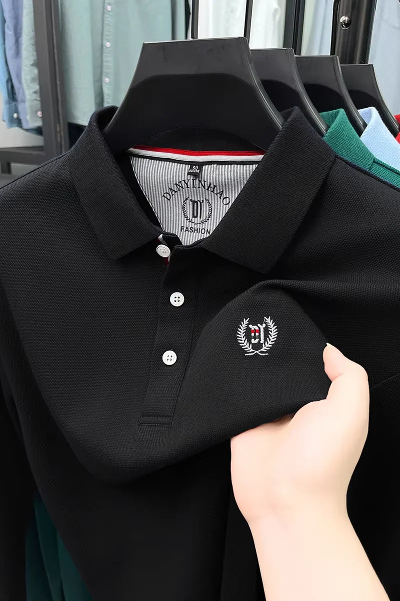 Eleganzia Polo Langarm Besticktes Hemd - Größe M Baumwollmix