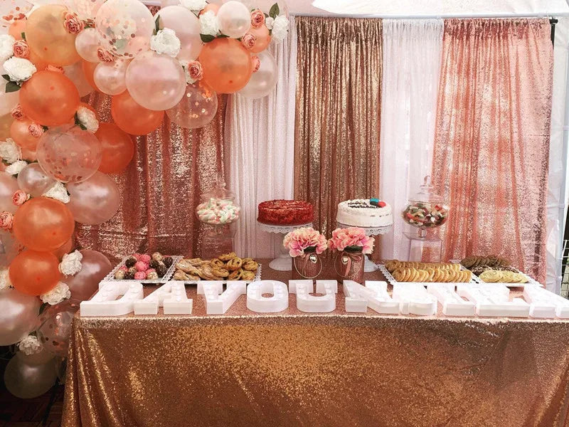 Sequin Backdrop Curtains - 2 Panels 2x8FT,Gold/Silver Backdrop Party Wedding Baby Shower Curtain Sparkle Photography Background