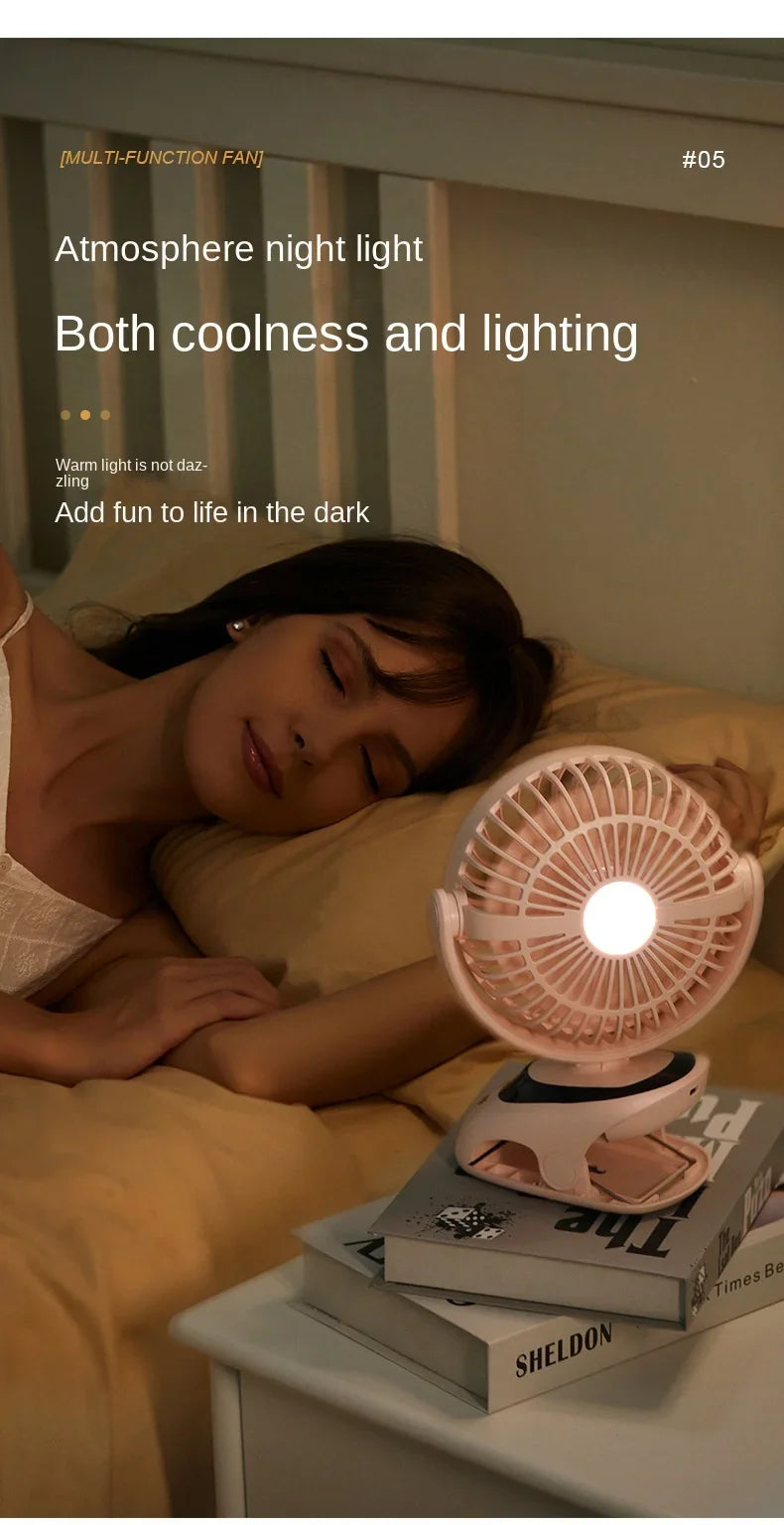 3000mAh Portable Clip Fans USB Rechargeable Wireless Handheld Desk Fan 90° Rotation Cooling 5 Speed Quiet Small Fan for Home