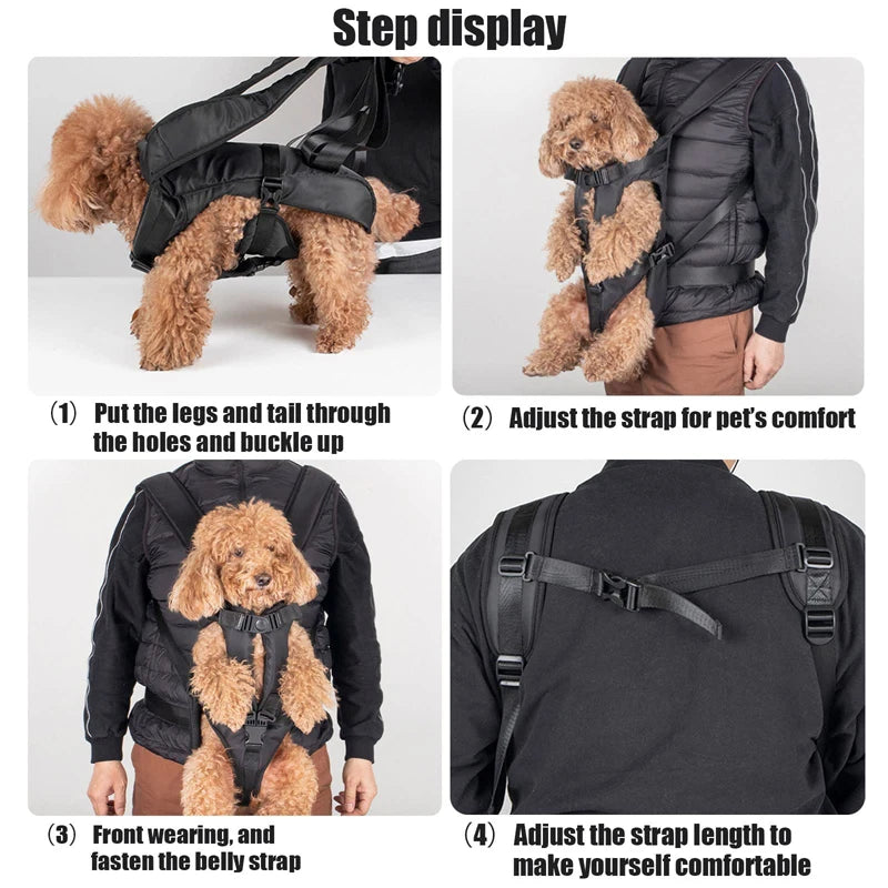 Benepaw Hund Träger Rucksack 2025 - Verstellbar Haustier Träger Vorne Gerichtet - Freihändig Sicherheit Welpe Reise Tasche Klein Mittel Hund