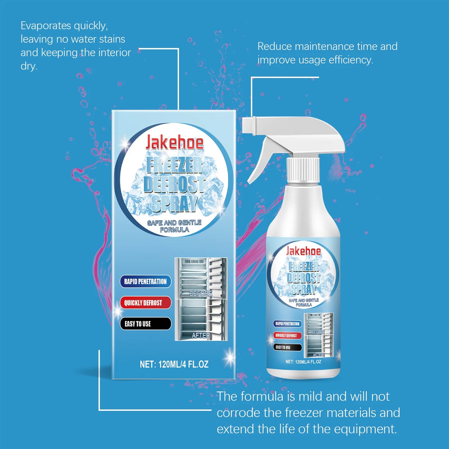 JAKEHOE Enteisungsspray Schnell - 120ml Für Auto Rohr