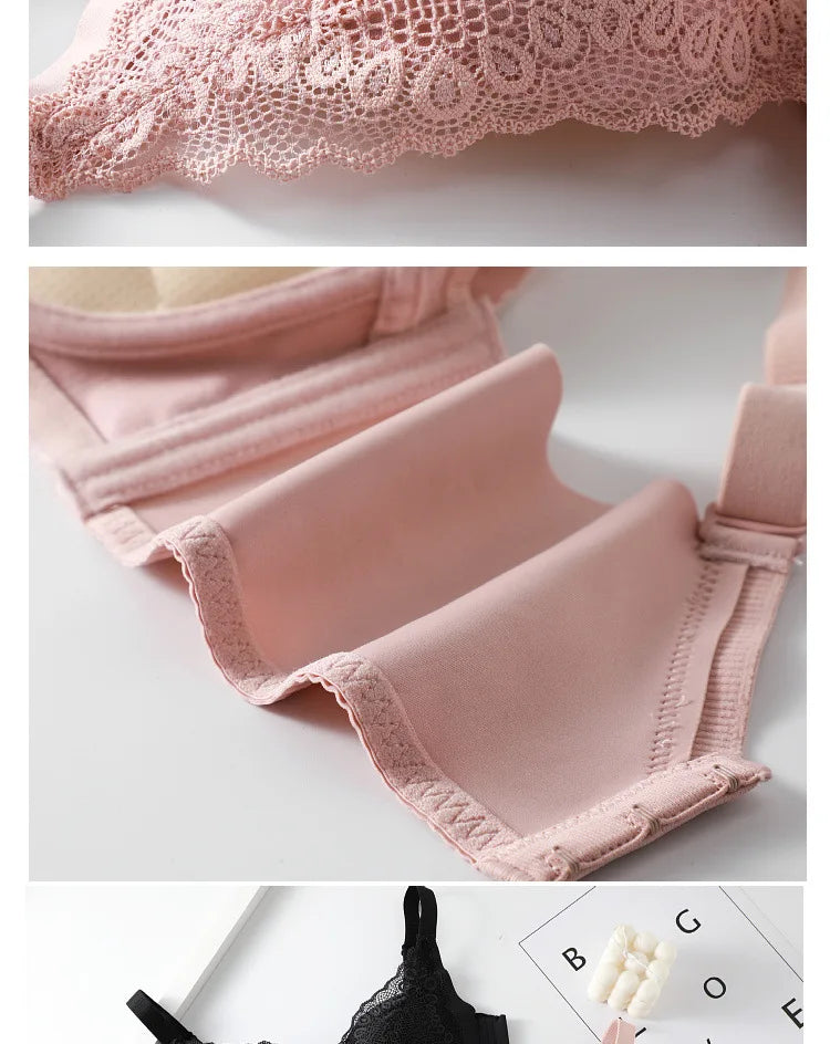 Sutien push-up pentru femei, sutien elegant din dantelă, bumbac moale, fără cusături, lenjerie intimă confortabilă, cu model încrețit