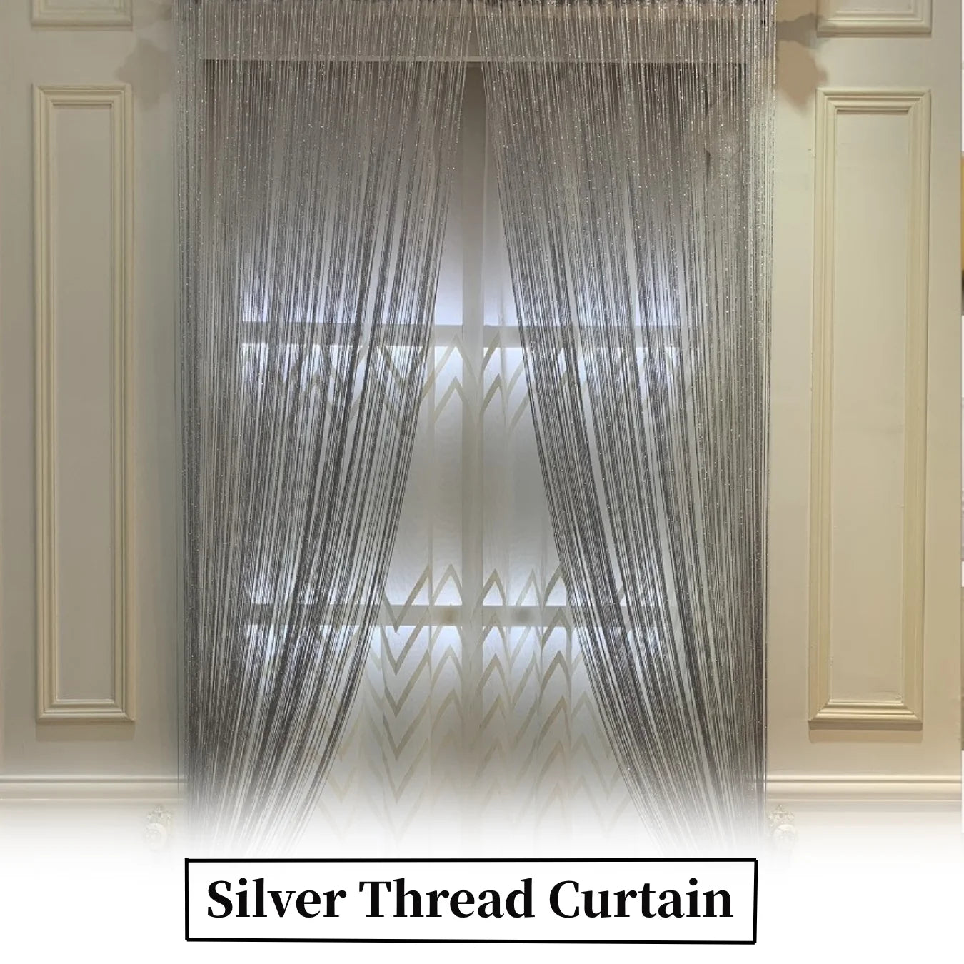Fadenvorhang 2025: Silver-Ribbon Shiny-Tassel - Window Decoration Collection