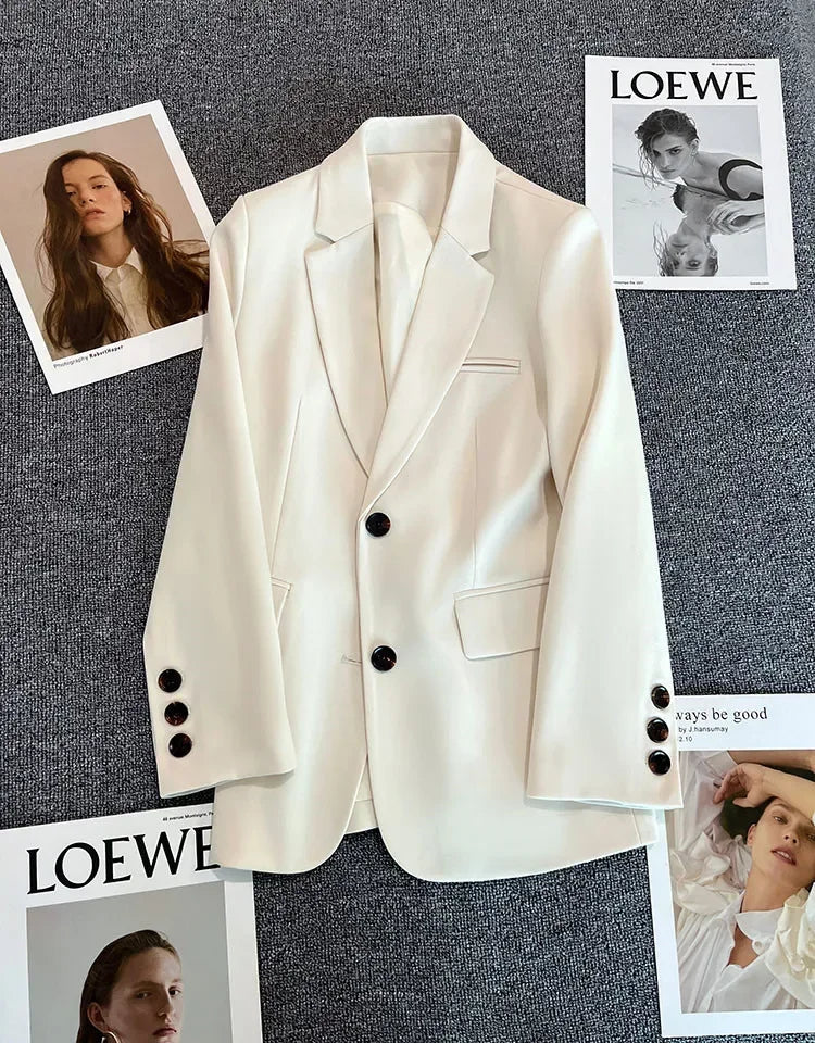 Elegant Office Lady Blazers for Women 2024 Fashion Long Sleeve Single Button Blazer Coats Female Top Suit Jackets Outerwears