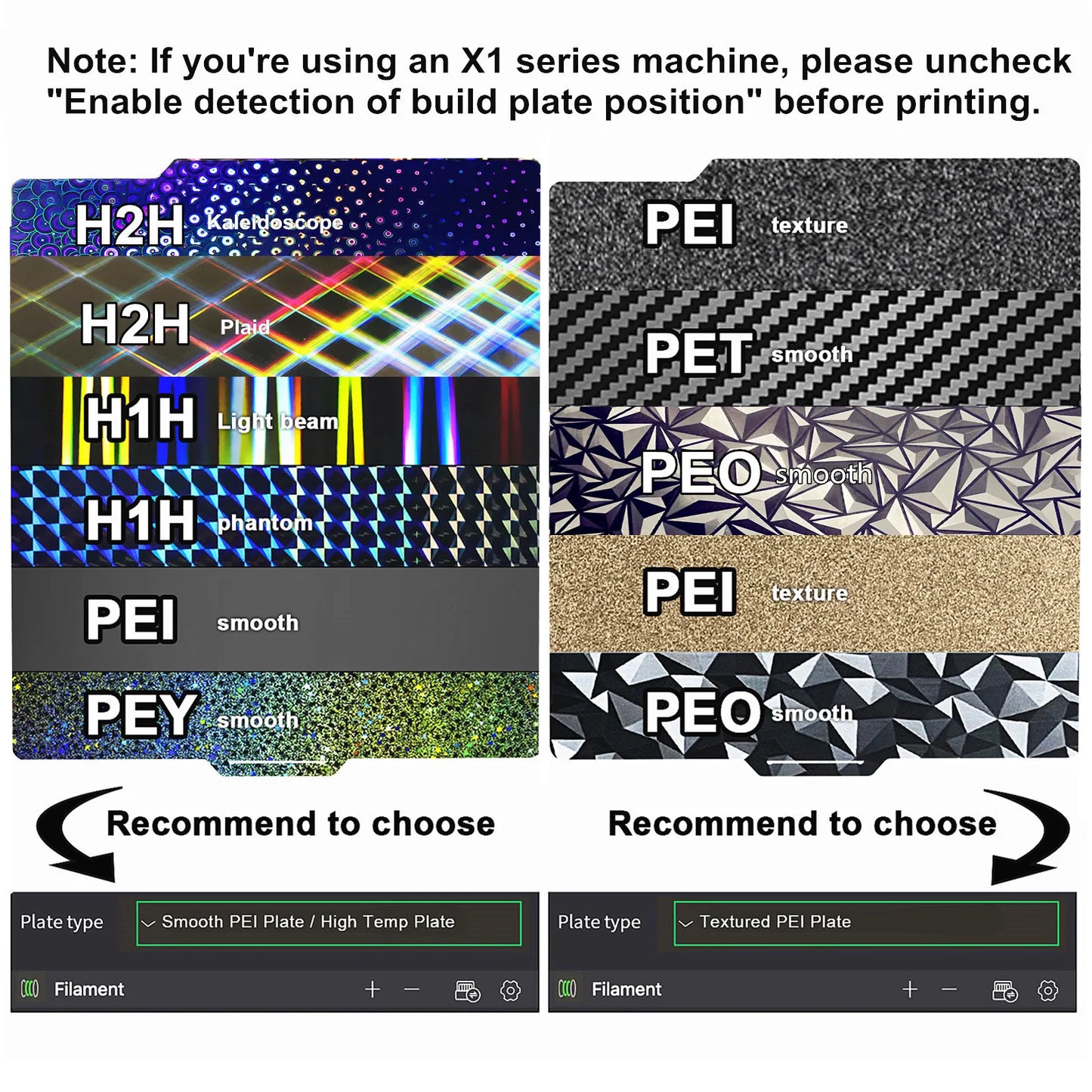 JOYYSET X1c glatte Bauplatte - 257x257mm, PEI, 3D-Drucker