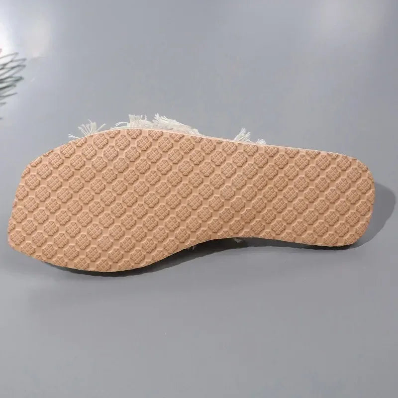 New Bohemian Resort Slippers 36-43 Women's Summer Comfort Beach Sandals Cross Tassel Sandals slippers women sandals slipper - Golden Bridge Store