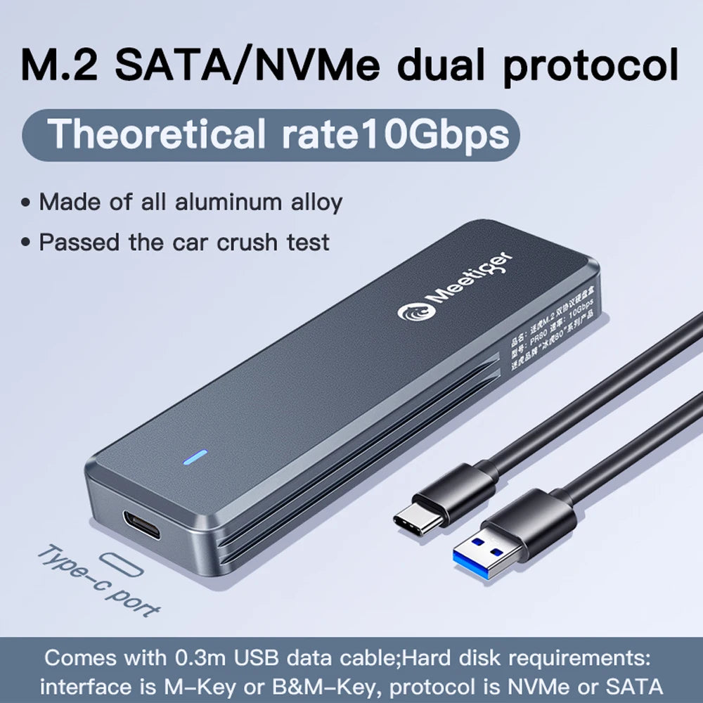 SSD-Gehäuse 2025: Meetiger M.2 SSD Enclosure - 10Gbps USB3.2 Type-C Aluminum NVMe SATA Collection