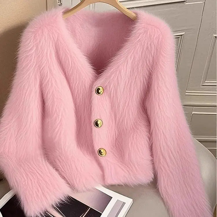 Luna KoreanStyle Strickjacke - Rosa Damen, dick, Stretch