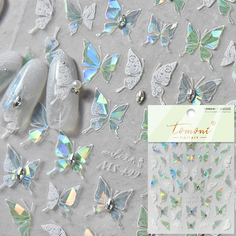 Shell Light Butterfly Nail Stickers High Quality Design Adhesive Stickers Nail Art Decoration Nail Supplies Decals Manicure Tool
