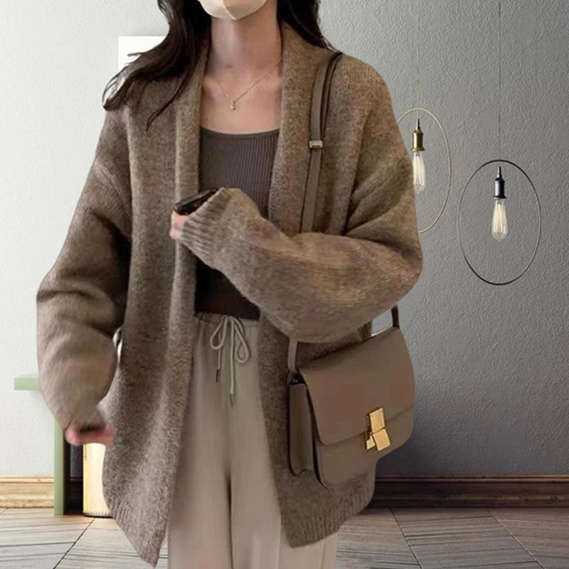 Koreanische Ballonärmel Strickjacke - Einfarbig, Warm L