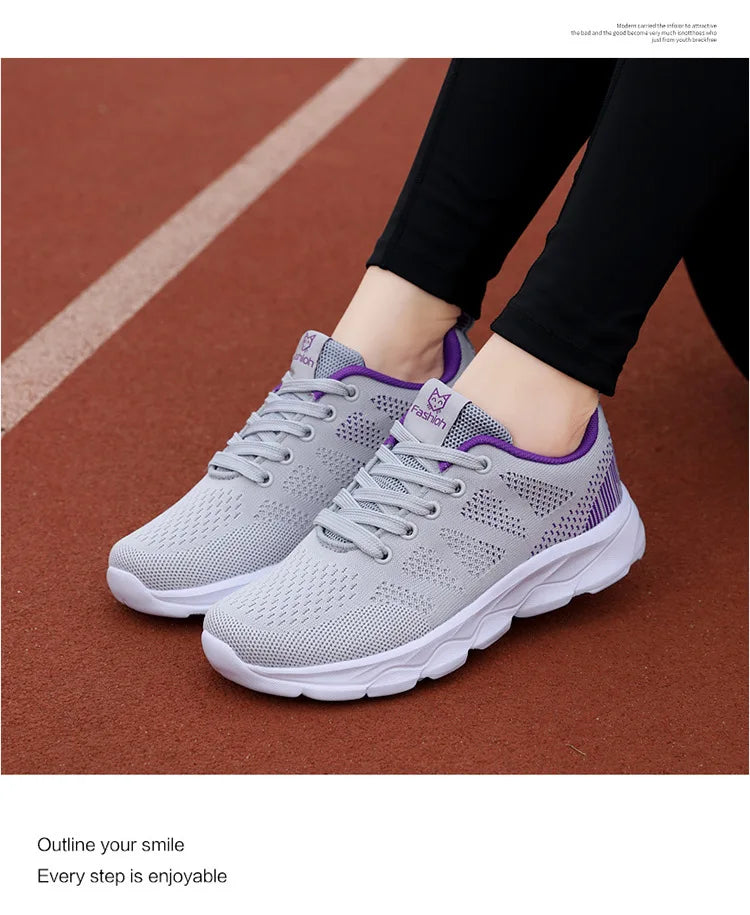 Hot Sneakers Shoes for Women Soft Flat Casual Shoes 2025 Spring Summer Light Breathable Mesh Sneakers Walking New Ladies Shoes