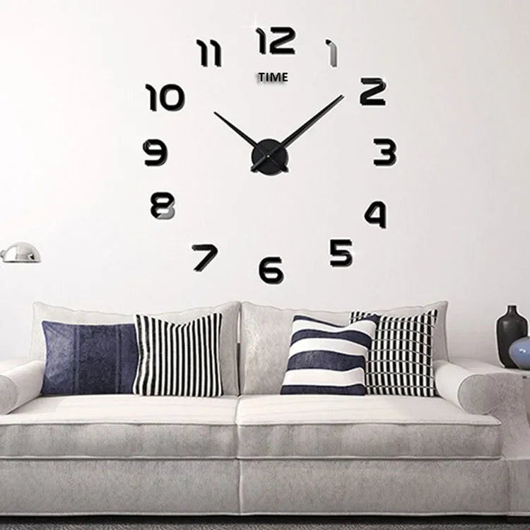 Modern Design Large Wall Clock 2D DIY Quartz Clock Fashion Watch Acrylic Mirror Stickers Living Room Home Decoration Decor