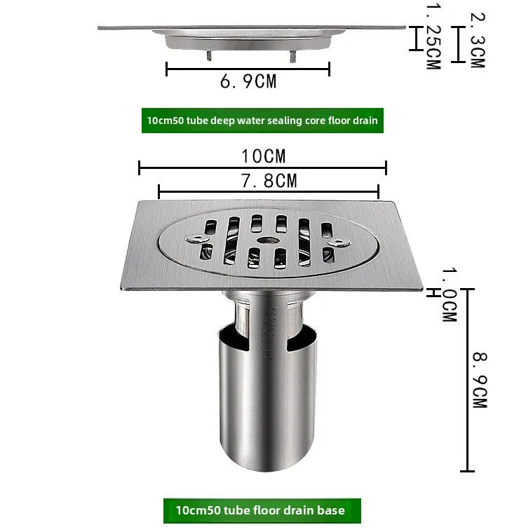 Gefängnis-Bodenablauf Edelstahl Abweisend - Ø10cm,110R