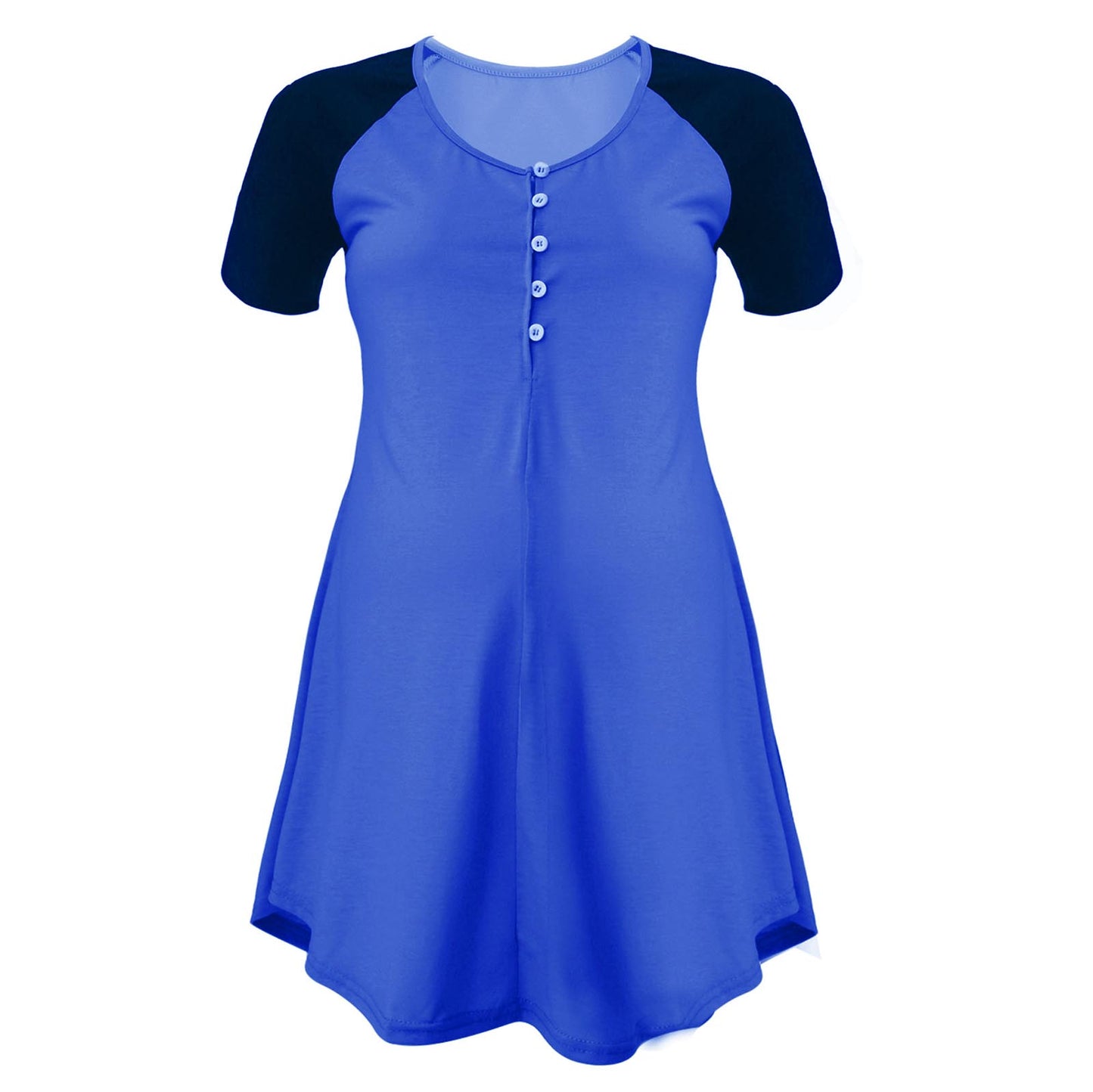 Schwangere Frauen Kurz Ärmel Casual Kleid 2025 - Rund Hals Knopf Verschluss Patchwork - Locker Stillen Kleider Mutterschaft Kostüm