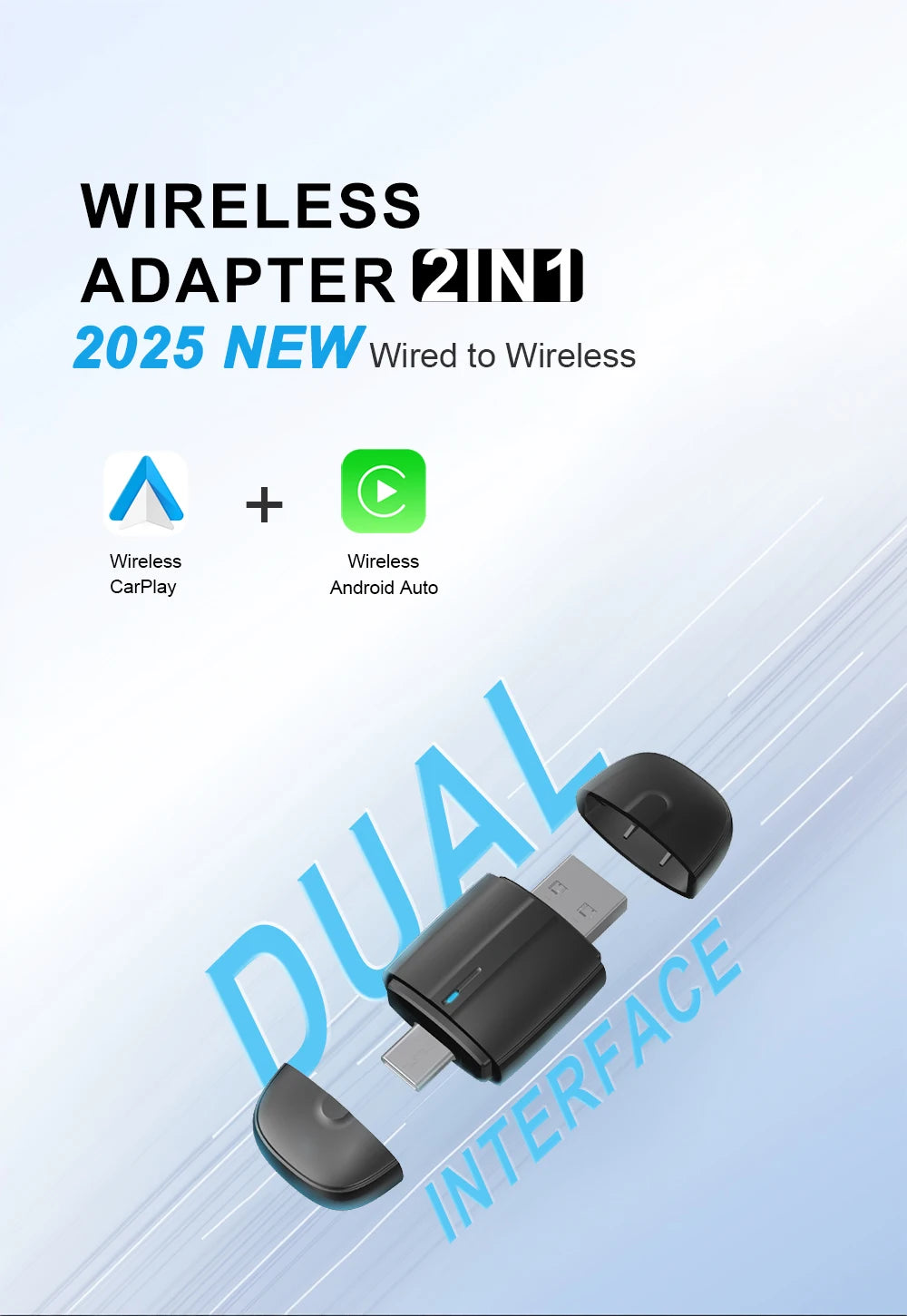 AutoLink 2in1 CarPlay Adapter - USB 5V Bluetooth Mini