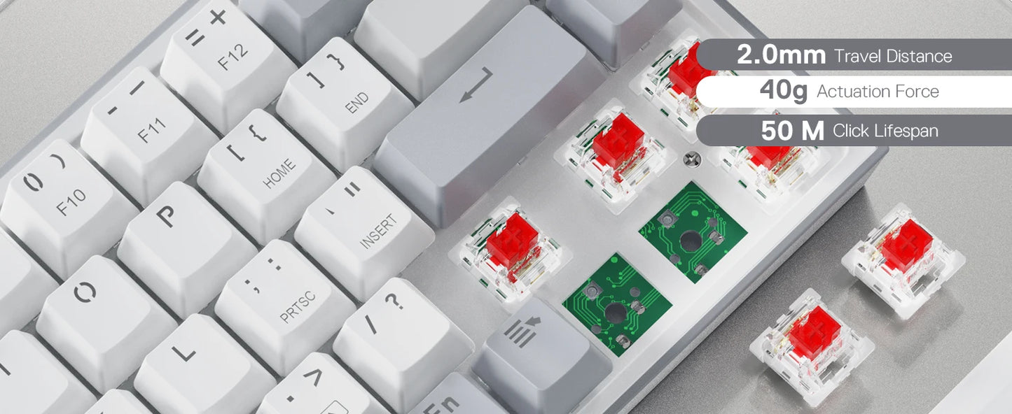 Gaming-Tastatur 2025: Redragon K631 Gery 65% Wired RGB - 68 Keys Hot-Swappable Compact Collection