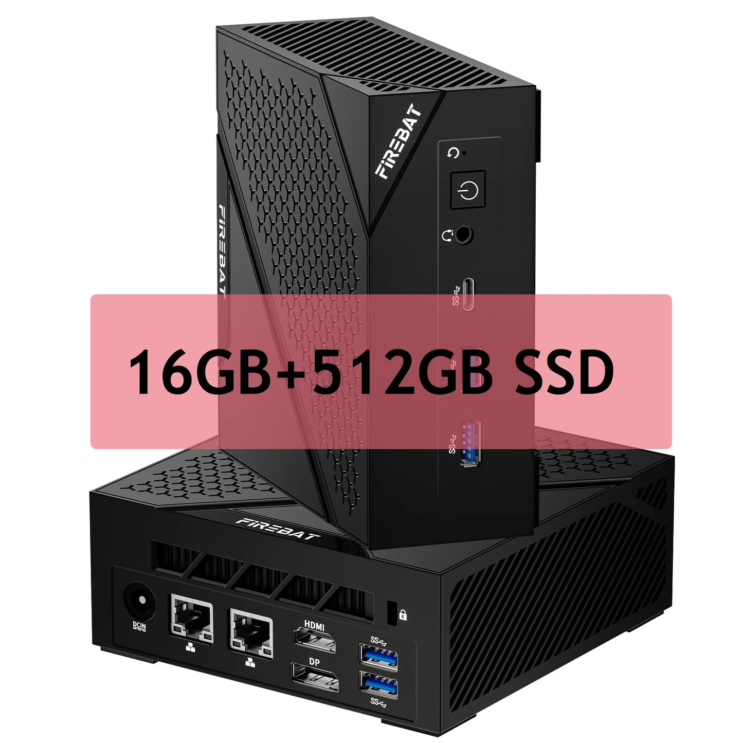 FIREBAT AM02 Mini PC AMD Ryzen 5 6600H - 16GB DDR5 RAM, 512GB SSD, WiFi 6, Bluetooth 5.2