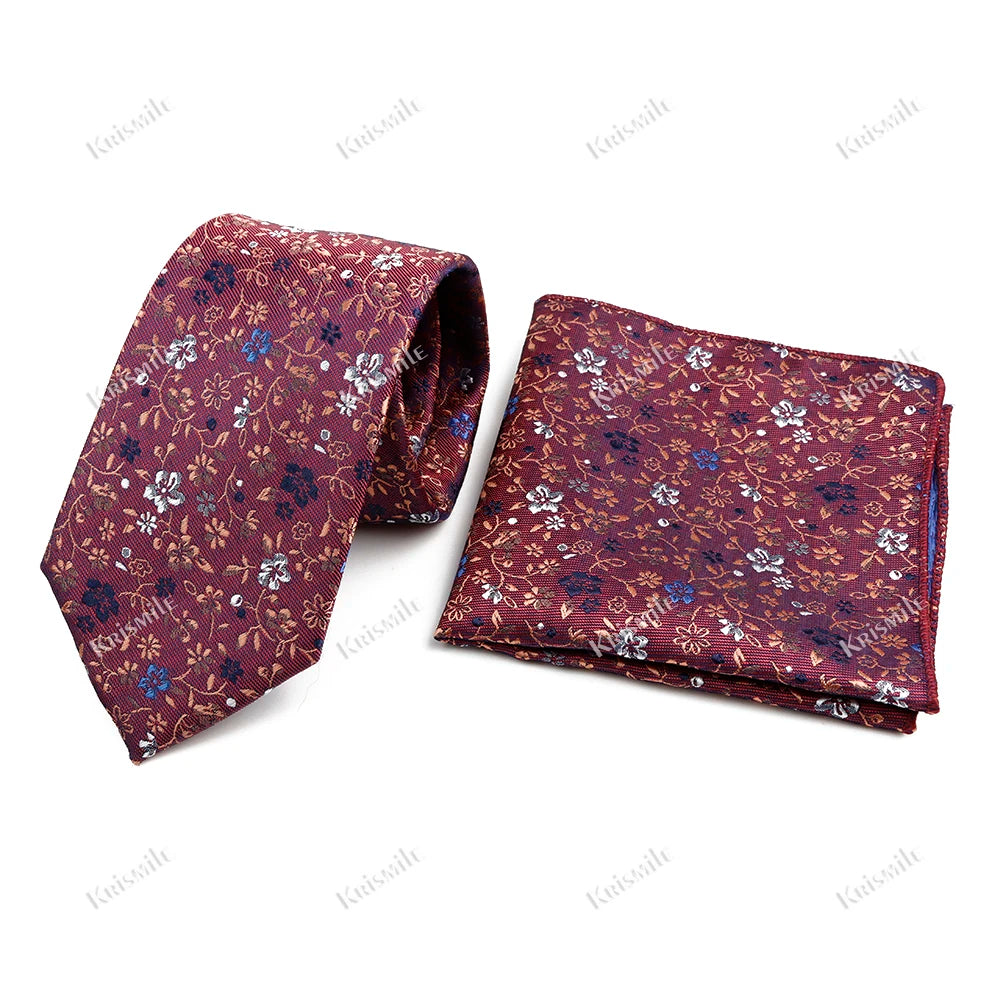 Novelty Paisley Tie Pocket Square Set For Men Skinny Slim 6cm Necktie Fit Business Wedding Party Stage Host Daily Wear Accessory