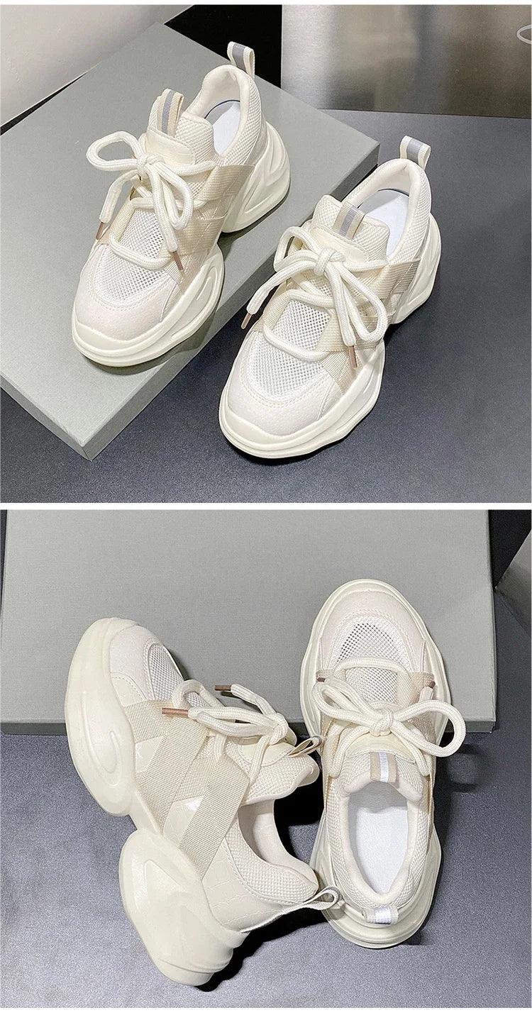 GXMGST Damen Sneaker Atmungsaktiv - PU Material, Flach - Golden Bridge Store