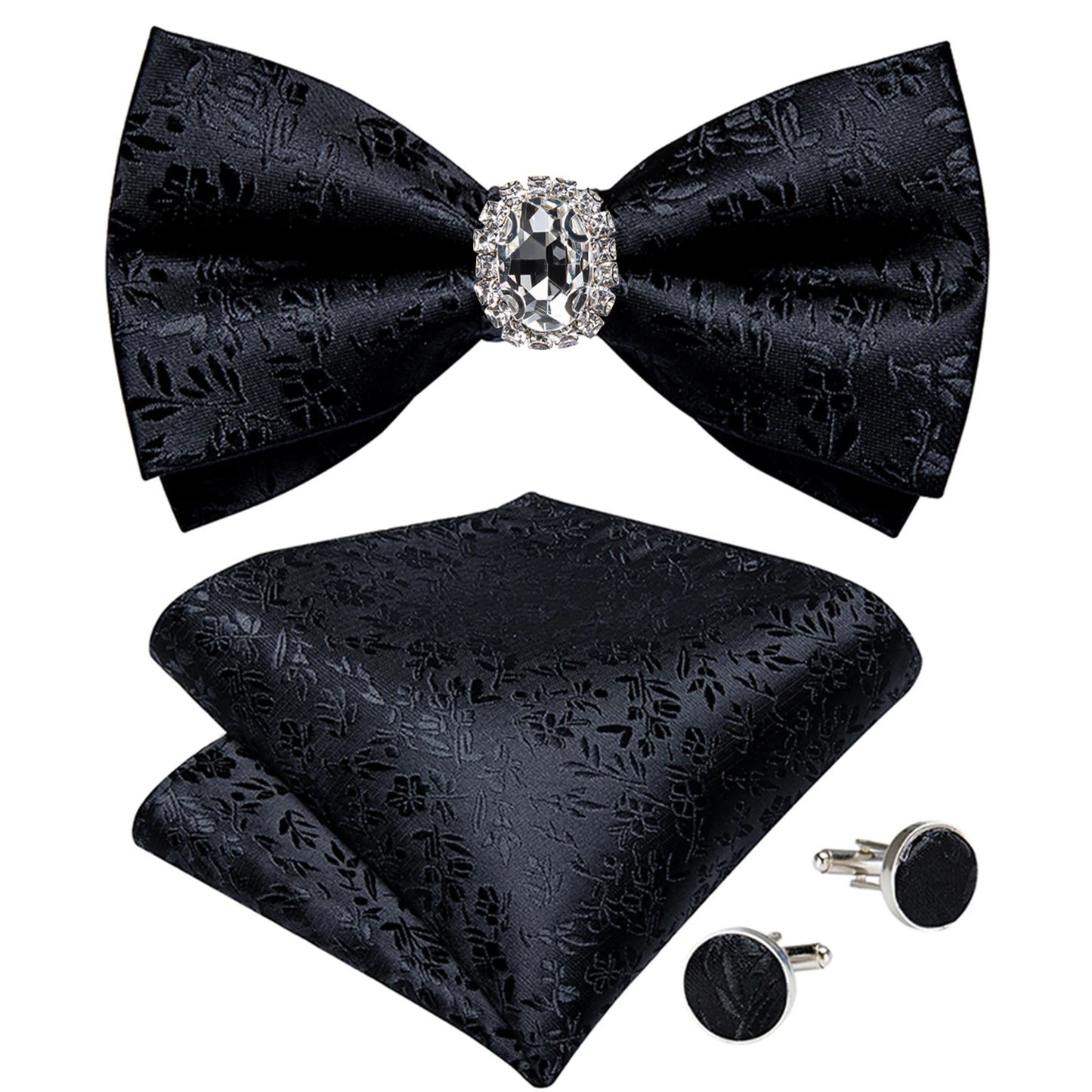 Designer Men's Silk Bowties Pocket Square Cufflink Set for Man Wedding Pre-tied Bow Ties Fashion Butterfly Knot Business Bowties