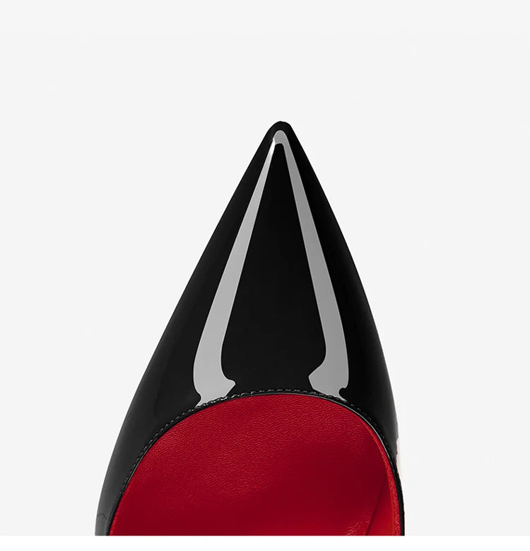 elegant woman heeled shoes 2024 trend luxury Brand Women High Heels Red Shiny Bottoms shallow Pumps Pointed Toe elegant Women 12cm