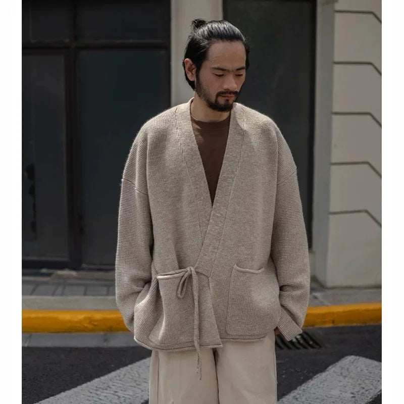 EMAIGICN MY1148 Gestrickter Kimono Cardigan - Größe M/L, Material Polyester/Viskose, Verschluss Ein-Knopf