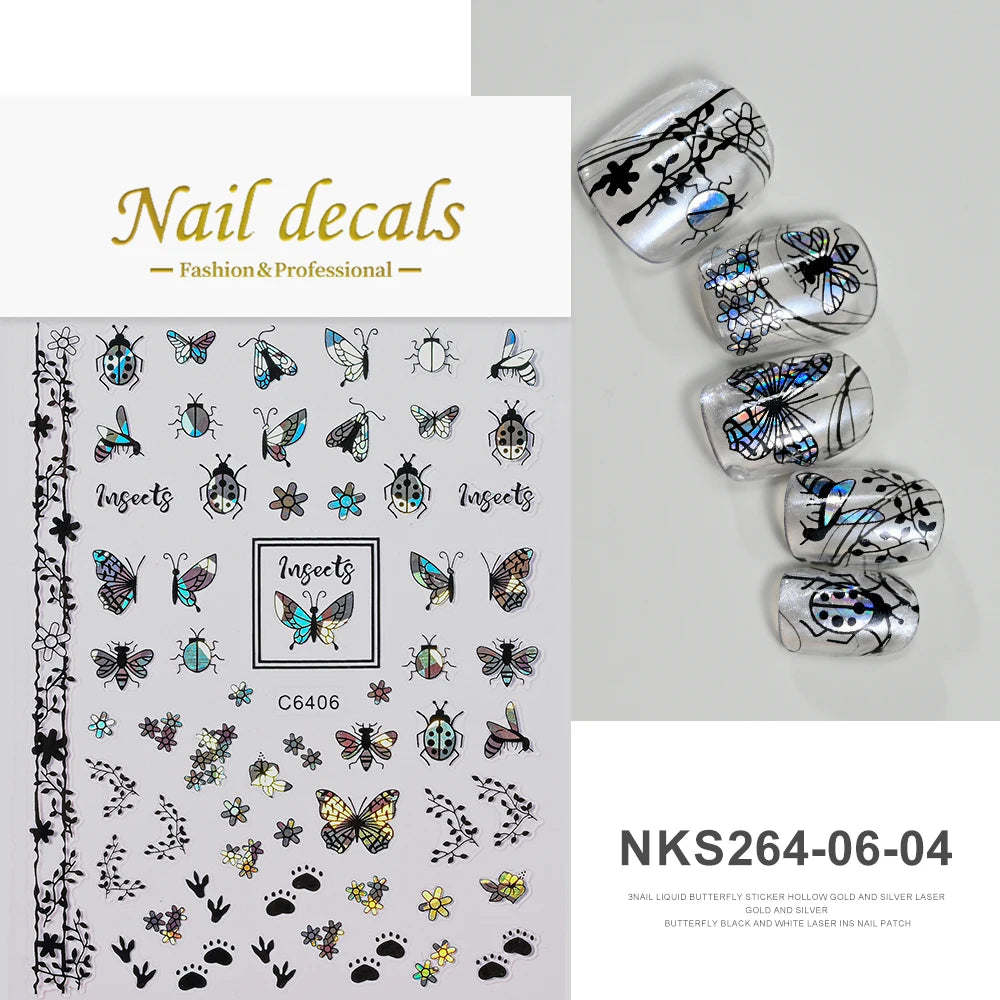 MAFANAILS NLS 3D Holografisch Schmetterling - 1St Schwarz