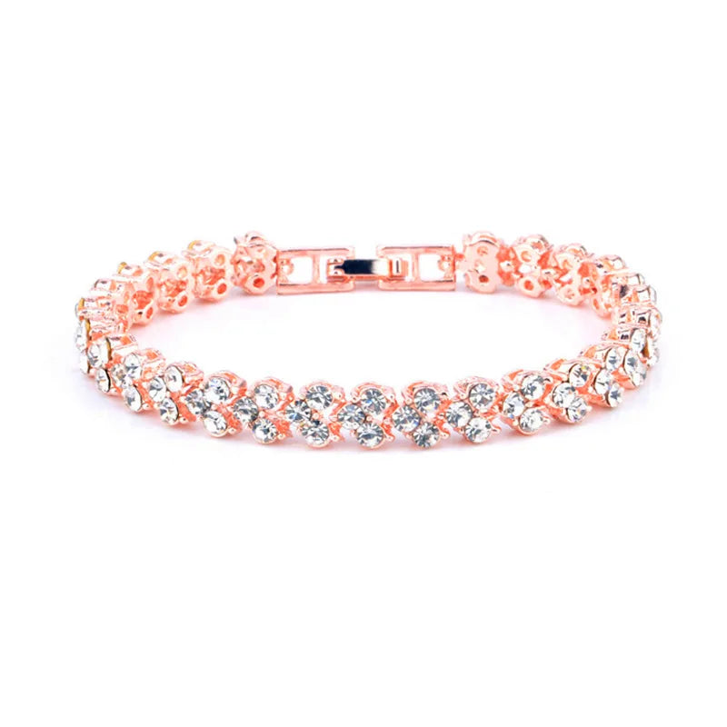 Luxus Damen Glänzende Armbanduhren 2-teiliges Set - Roségold Uhr Mode Damen Elegante Quarz Diamant Armbanduhr