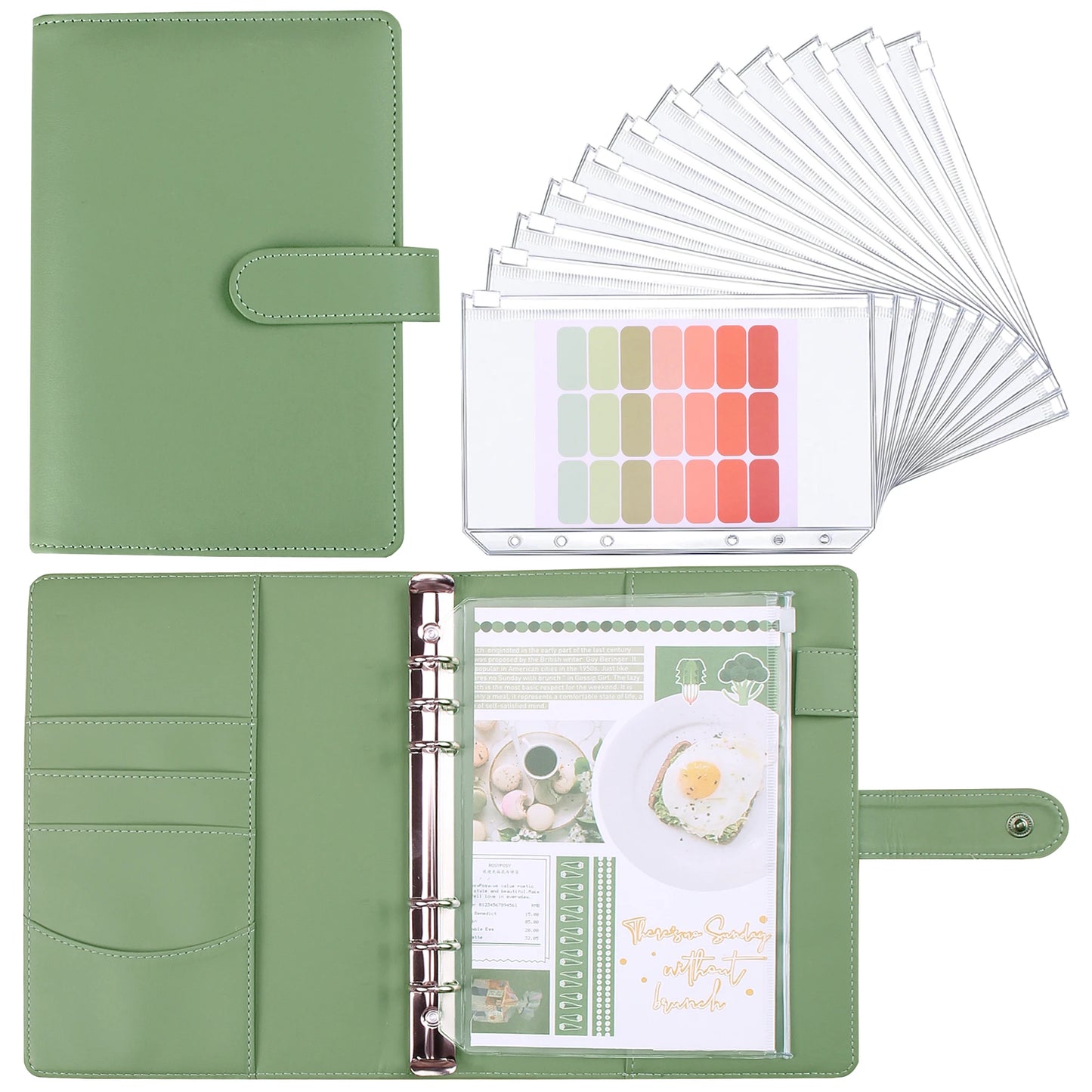 Coliky A5 A6 PU Leder Organizer - 6 Ringe 12 Taschen