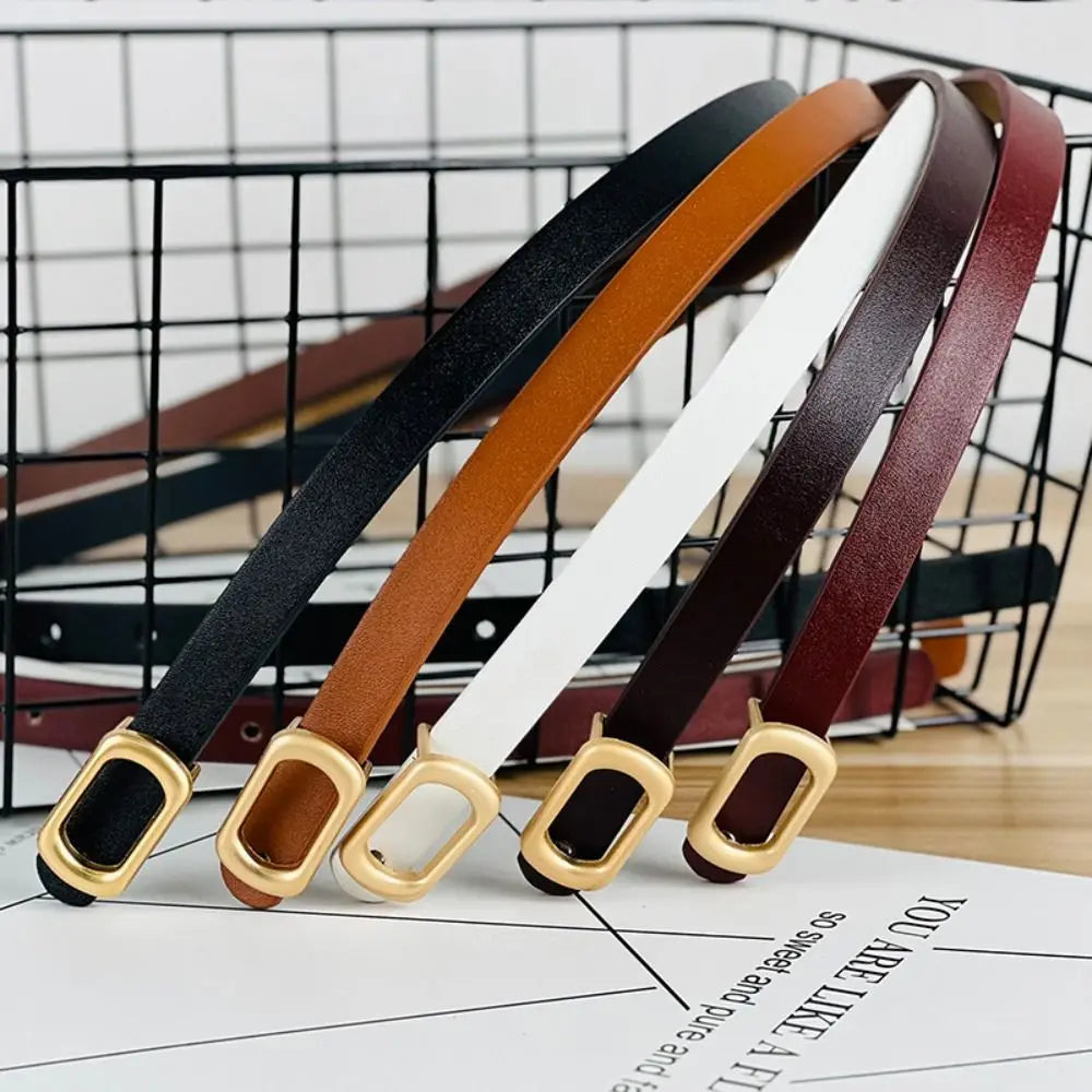 Luxury Design Leather Belt Casual Versatile Women Waistband Thin Waist Strap