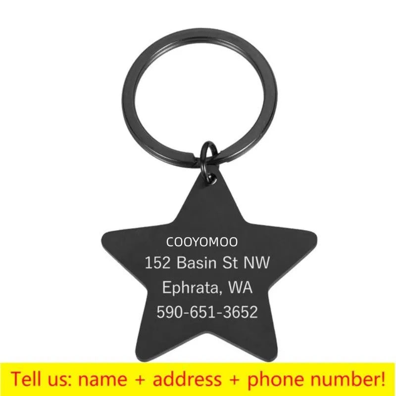 COOYOMOO Personalisierte Gravierte Katze Hund 2025: Haustier ID Tag Anti-Verlust Halsband Anhänger - Gravur Name Welpen Katzen Edelstahl Silber Gold Roségold