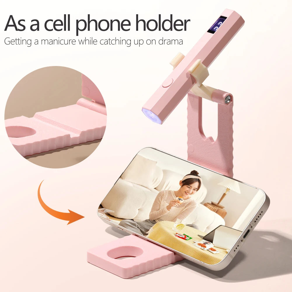 LINMANDA Minicure Lampă UV portabilă pentru unghii cu gel Lampă UV portabilă cu suport Reîncărcabilă Mini lampă LED pentru unghii Uscător de unghii