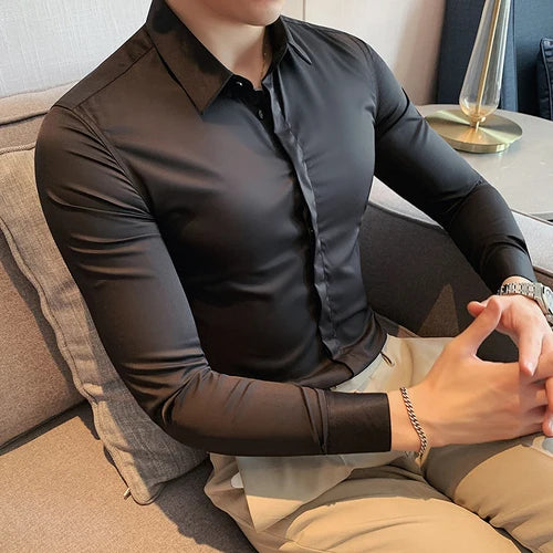 8Farben SlimFit Langarmhemd - Gr. M-L, Feiner Stoff