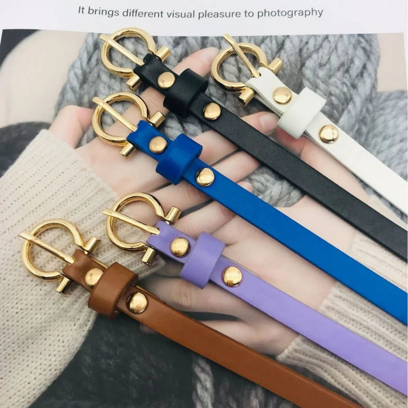 Trendy New Simple Women's Belt Versatile Retro Thin Waist Belt Korean Style for Suit Dress Multiple Colors Available