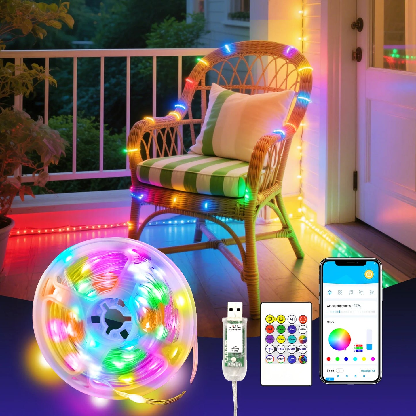 Lampki choinkowe LED RONXIS USB – 50/100 diod LED, 5 V DC, 6–10 m