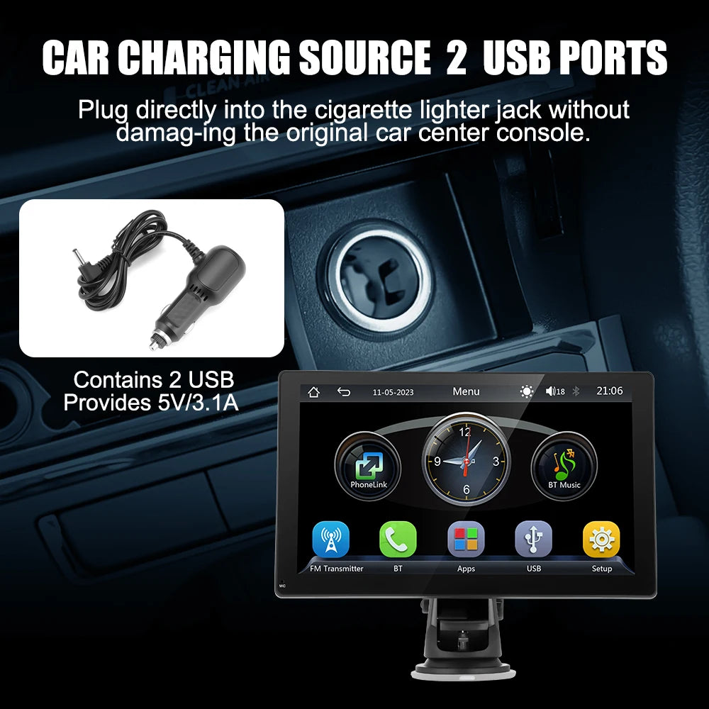 Autoradio 2025: Universal 9" Kabelloses Apple CarPlay Android Auto Bluetooth GPS FM AUX Multimedia-System