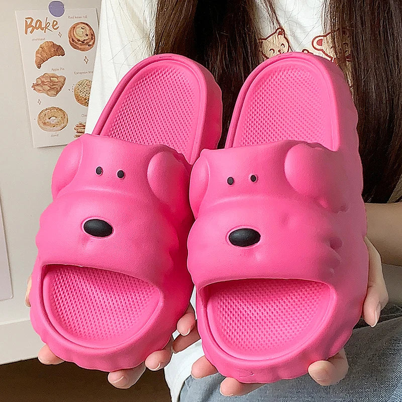 New Cartoon Summer Beach Slippers for Women Thick Sole Anti Slip Bathroom Home Slippers Woman Lightweight Soft EVA Flip Flops