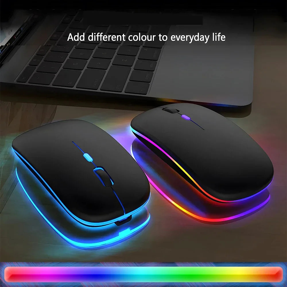 Dual-Mode-Wireless-Maus Bluetooth-kompatibel LED-Rechargeable Laptop-Maus Portable Computer-Mäuse für Laptop iPad Tablet