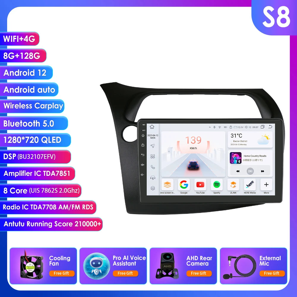 CarPlay Autoradio Multimedia Player für Honda Civic Hatchback