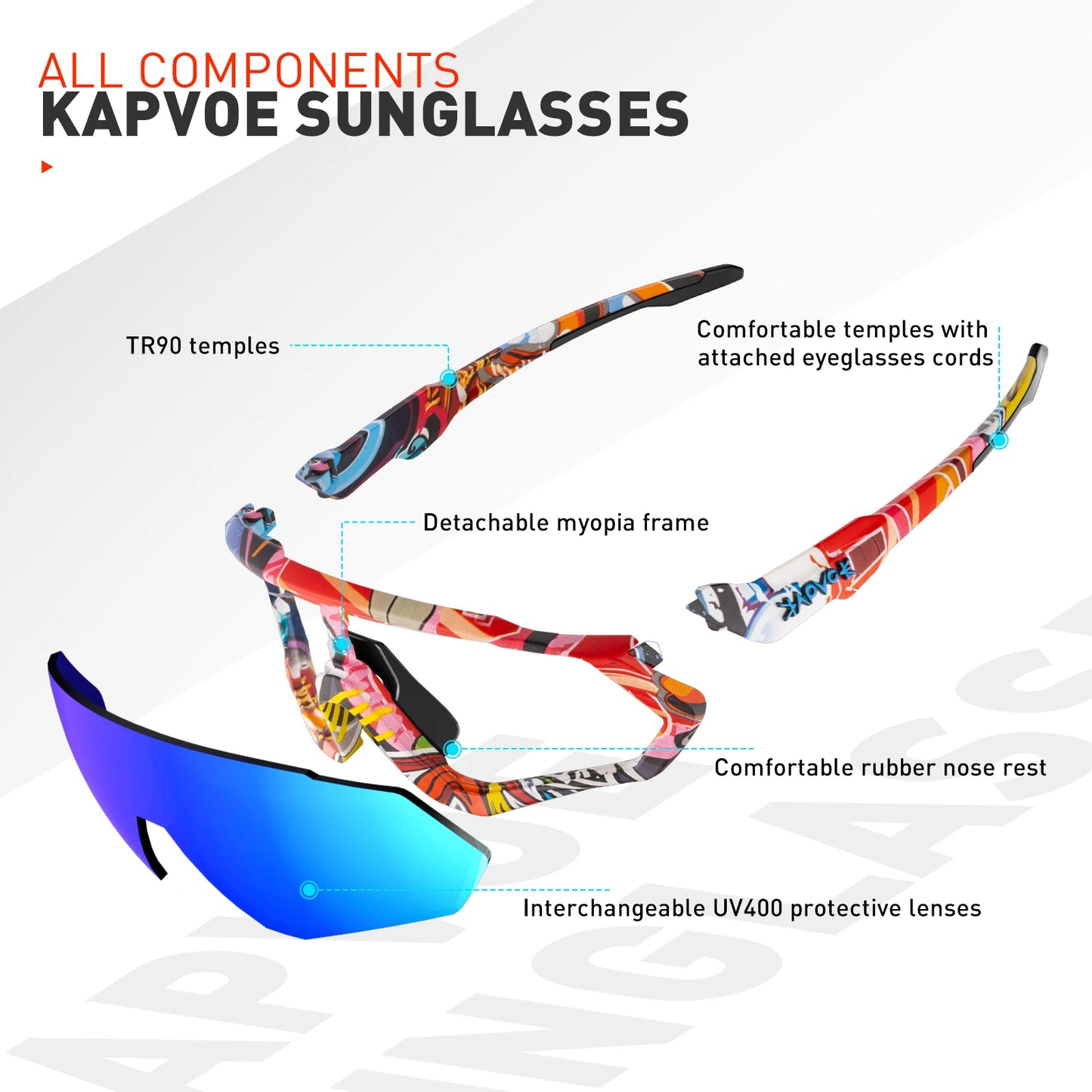 Fahrradbrille 2025: KAPVOE Polarised Cycling Glasses Outdoor Bicycle - UV400 Goggles 5 Interchangeable Lenses Unisex Sports Sunglasses Men Women Collection
