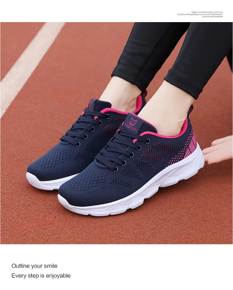 Hot Sneakers Shoes for Women Soft Flat Casual Shoes 2025 Spring Summer Light Breathable Mesh Sneakers Walking New Ladies Shoes