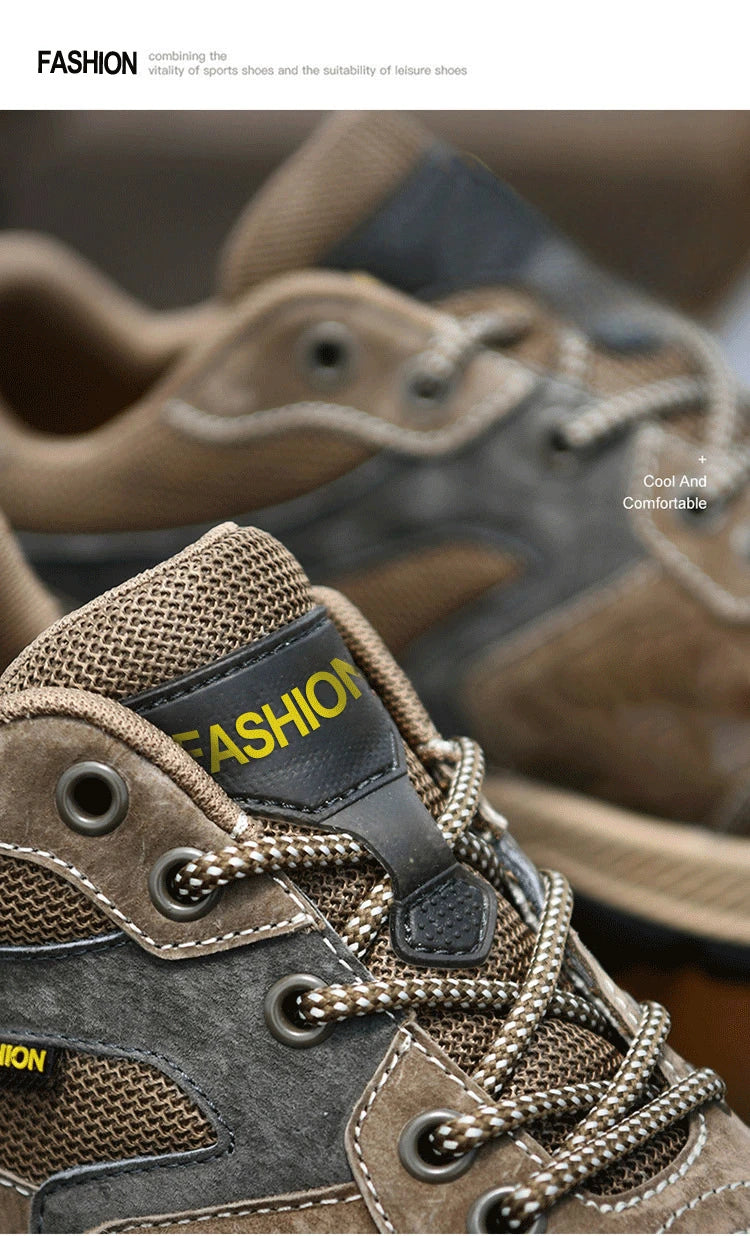 Men Sneakers Casual Breathable Hiking Walking Shoes Man Outdoor Fashion Leather Anti-slip Climbing Trekking Sneakers Footwears