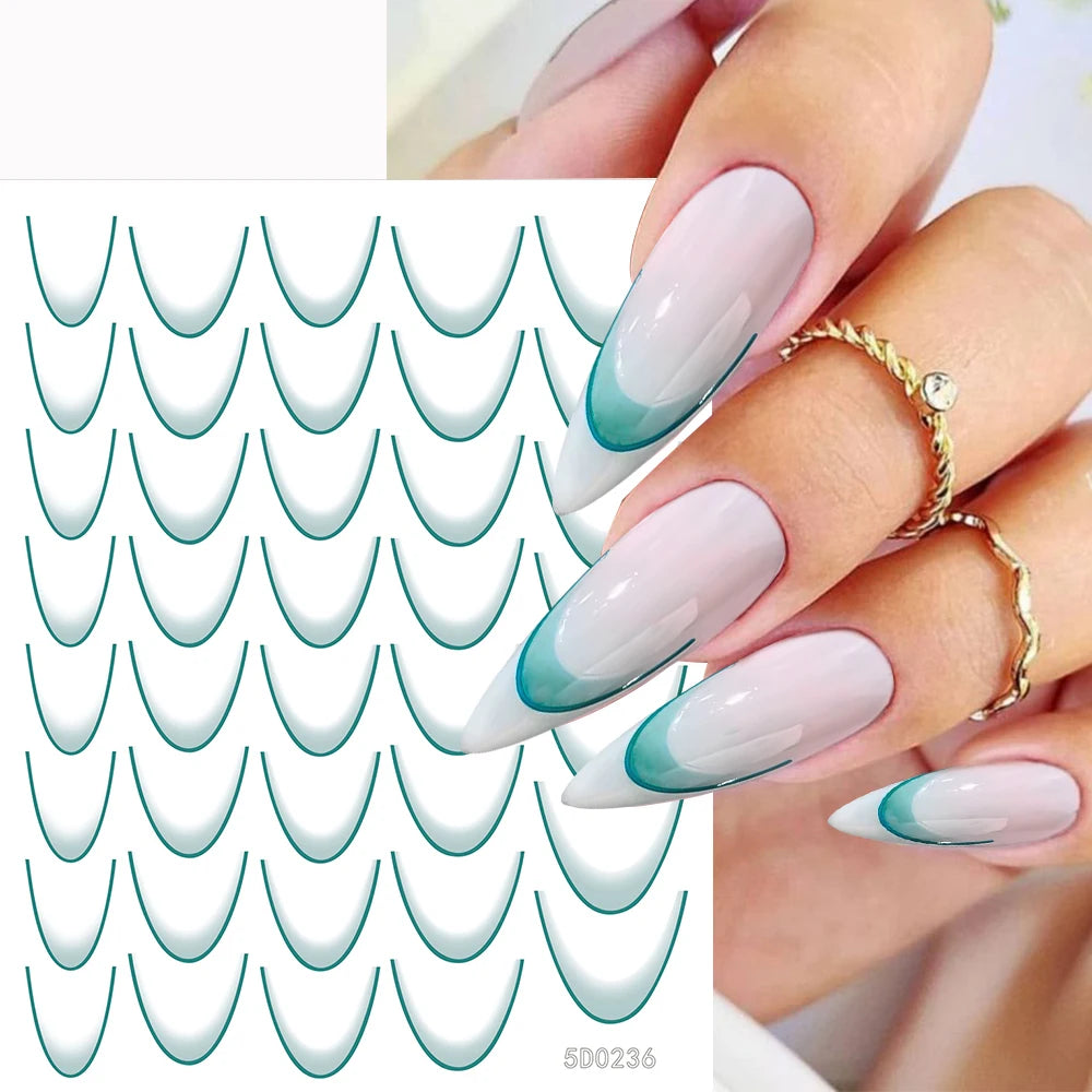 Set de autocolante MAFANAILS cu gradient francez - 14 piese 5D