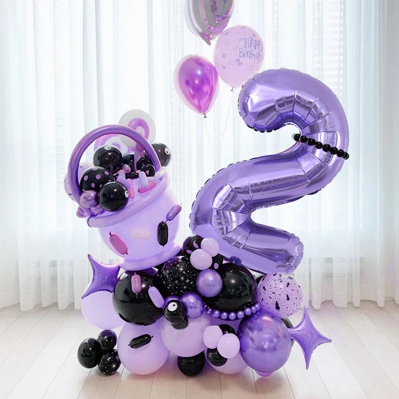Purple Number Balloons 32 Inch Foil Balloon Adult Kids Birthday Anniversary Decoration Party Gold 0 1 2 3 4 5 6 7 8 9 Balloon